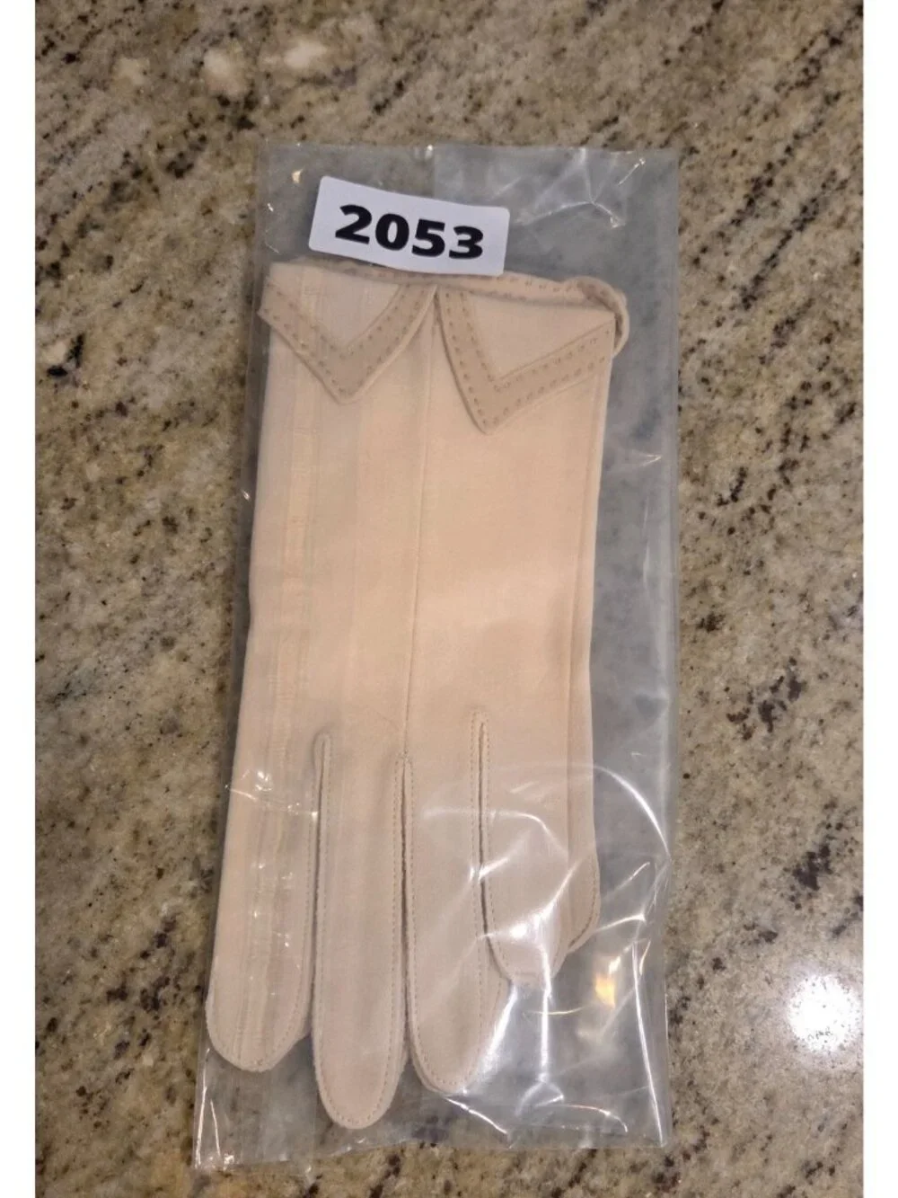 New! Vintage Women's Size M 7 Beige Cotton Formal Gloves Collar Tuxedo Look